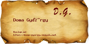 Doma György névjegykártya